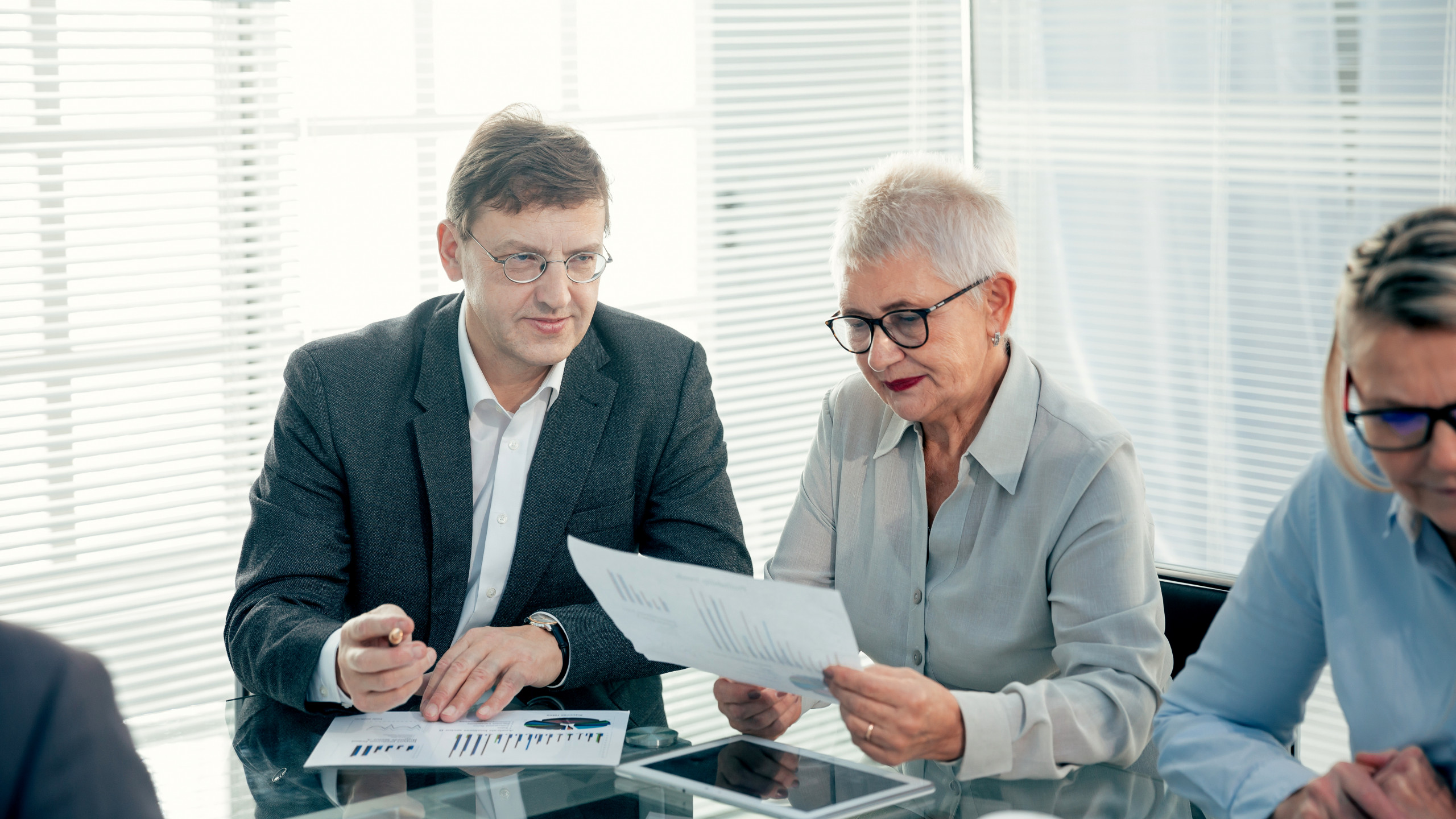 business partners discussing a joint financial project